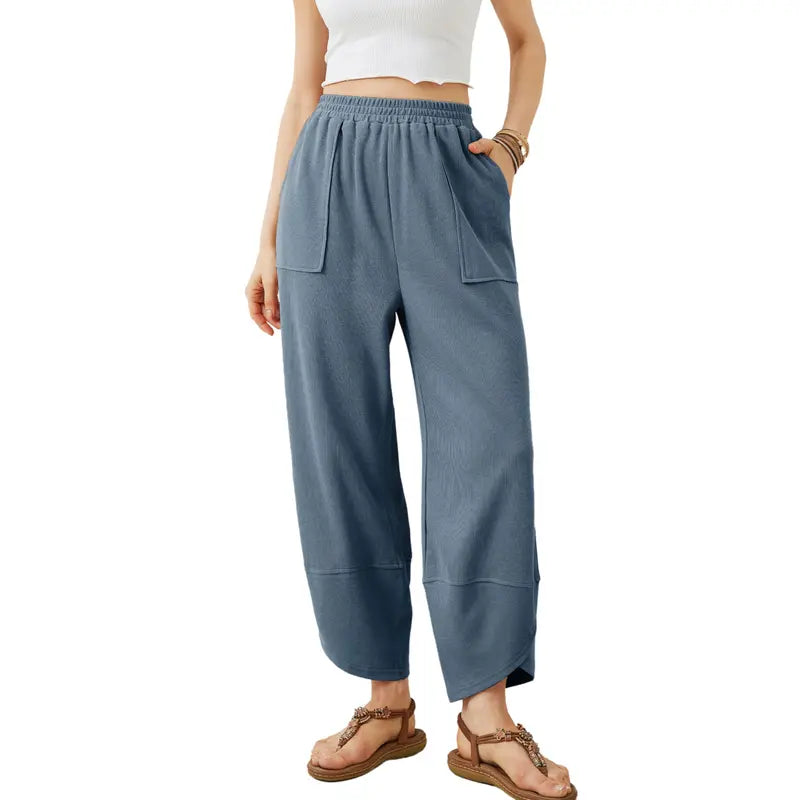 Wandal Women Baggy Barrel Harem Pants Elastic High Waist