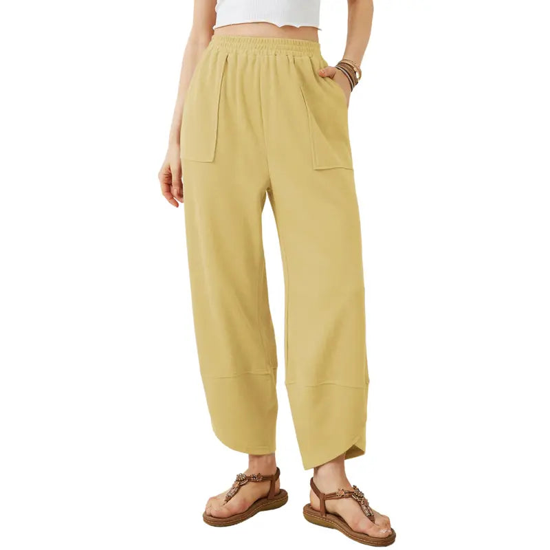 Wandal Women Baggy Barrel Harem Pants Elastic High Waist