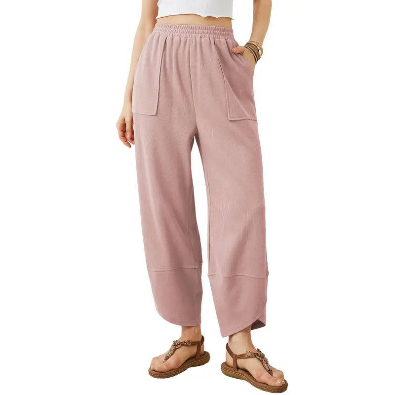 Wandal Women Baggy Barrel Harem Pants Elastic High Waist