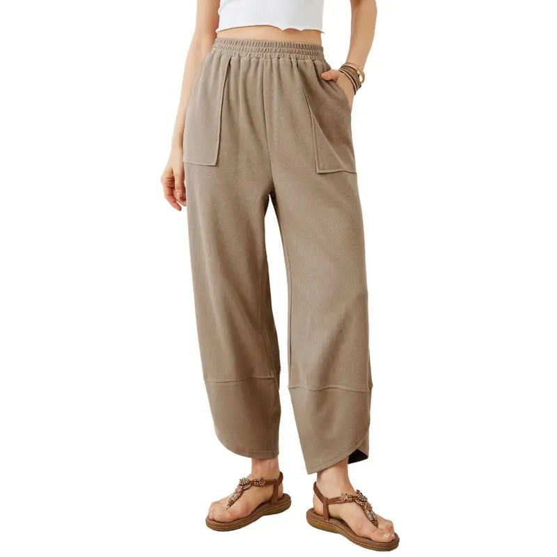 Wandal Women Baggy Barrel Harem Pants Elastic High Waist