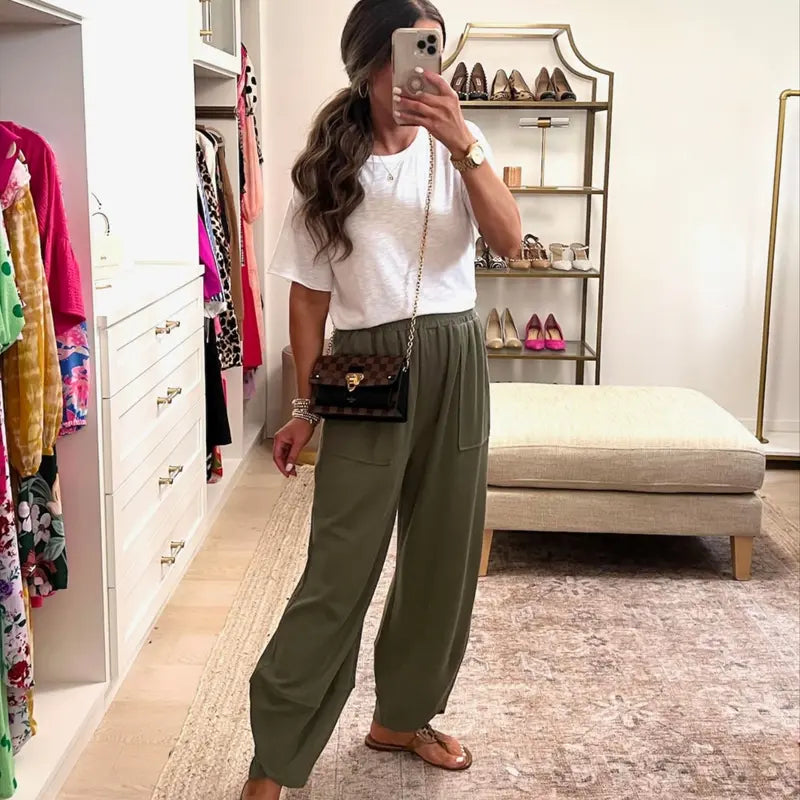 Wandal Women Baggy Barrel Harem Pants Elastic High Waist