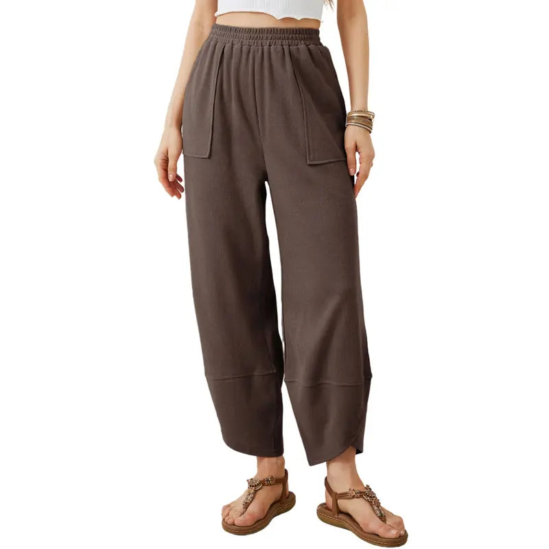Wandal Women Baggy Barrel Harem Pants Elastic High Waist