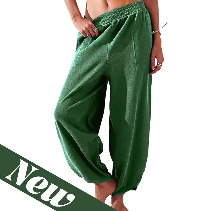 Wandal Women Baggy Barrel Harem Pants Elastic High Waist