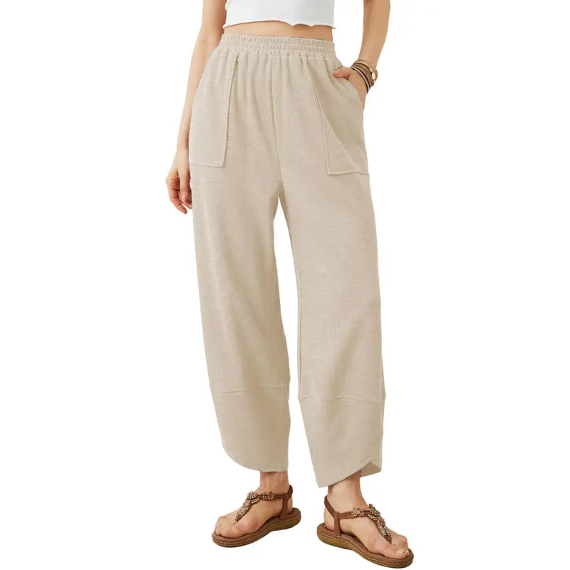 Wandal Women Baggy Barrel Harem Pants Elastic High Waist