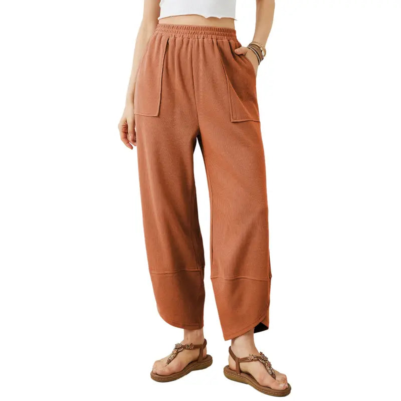 Wandal Women Baggy Barrel Harem Pants Elastic High Waist