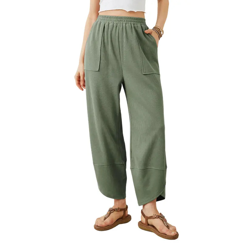 Wandal Women Baggy Barrel Harem Pants Elastic High Waist