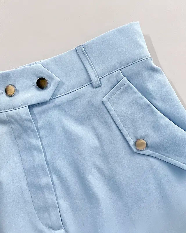 Ladies' 2 Pieces Outfits Sleeveless High Neck Cargo Pockets Design Top and Casual Cuffed Long Pants Set