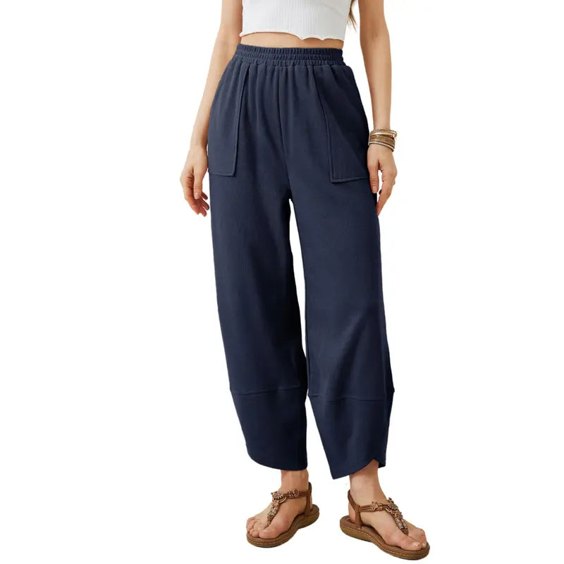 Wandal Women Baggy Barrel Harem Pants Elastic High Waist