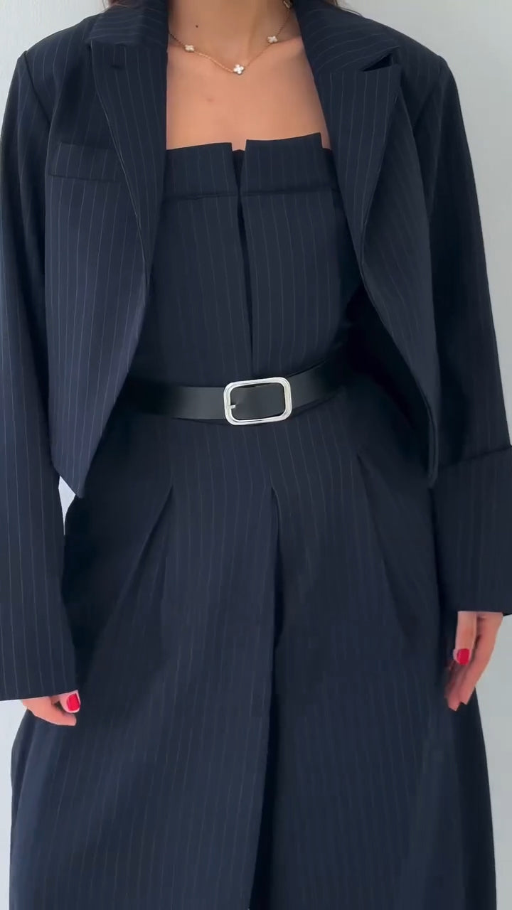 Ladies' Strapless Jumpsuit+ Jacket Style Commuting Set