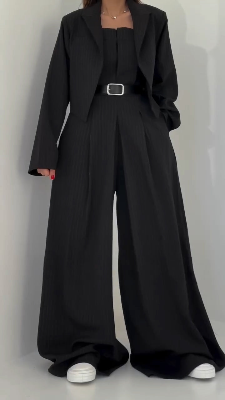 Ladies' Strapless Jumpsuit+ Jacket Style Commuting Set